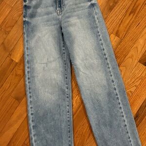 Women's Straight Leg Jeans - Light Blue